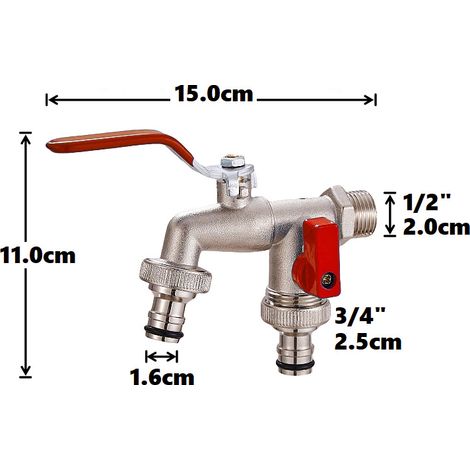 Robinet de jardin à double sortie en alliage de zinc, G1/2 pouce, outils de jardinage pour la maison et l'extérieur (1/5)