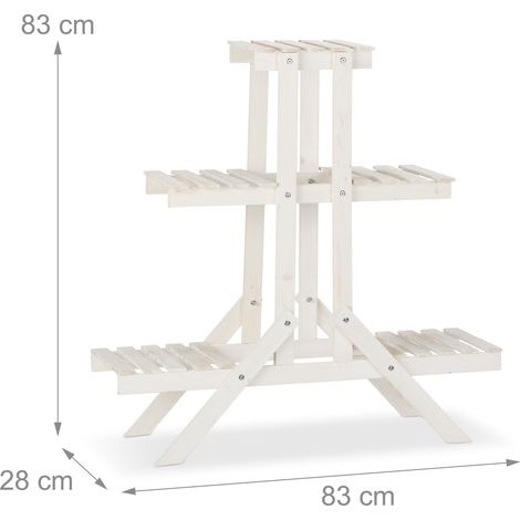 Scaffale per fiori a scala 3 livelli 83 x 83 x 28 cm per decorazione d'interni stile rustico in legno naturale bianco 130005569