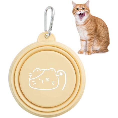 1 ciotola pieghevole per animali domestici, in TPE, 13x13x5 cm, con moschettone, per cani e gatti, ideale per viaggi e campeggio
