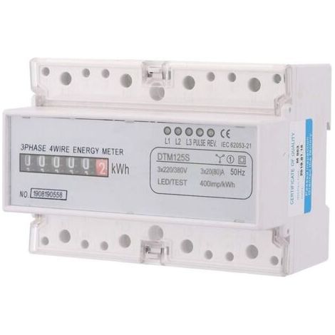 FENOPLASTICACompteur Electrique Triphasé Numérique, 20-80A Triphasé Din Rail Kilowattheure Meter KWH Meter 220 / 380v Compteur Electrique Consommation avec Ecran LCD, Convient à la Maison, l'Apparteme (1/4)