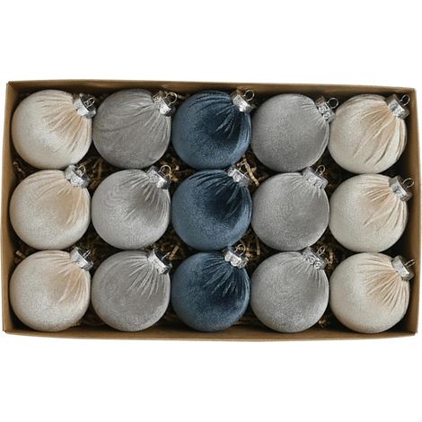 15 pièces Boules de Noël (vert/bleu), Boules de Velours de 3,15 Pouces dans Une boîte Cadeau Boules de Noël décoratives floquées avec Anneau de Suspension pour décorations de Noël Cadeau Boules de Noë (1/5)