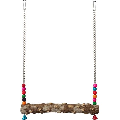 pour Poulailler Bois Naturel avec clochettes  Balançoire et Perchoir pour Cage de Poussins pour volailles oiseaux perroquets jouer grimper enrichissement parcours cage (1/5)
