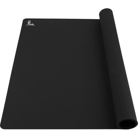 Non Adhésif Tapis Silicone Pâtisserie Grand Tapis de Table Tapis de Pâte à Rouler, Resine Epoxy, Set de Table, Protection Plan de Travail Cuisine Résistant à la Chaleur 60x40cm, Noir (1/5)