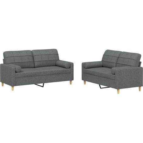 Maison Exclusive - Ensemble de canapés 2 pcs coussins gris foncé tissu (1/5)