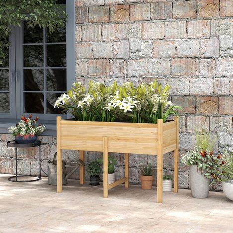 Jardinier urbain surélevé jardinière culture tissu non tissé plantes/fleurs/légumes naturel 115x55x80 cm (1/4)