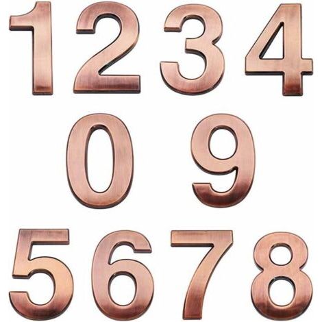 BUNTHAUS Lntyq Lot de 10 numéros d'adresse 3D autocollants de 7 cm pour porte de maison et boîte aux lettres - Numéros de 0 à 9 pour appartement, maison, bureau (bronze antique)