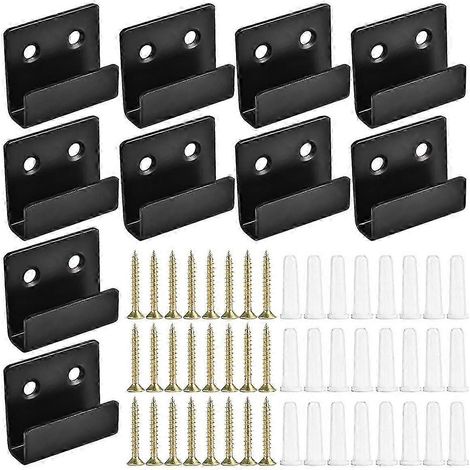 Lot de 10 fixations murales pour miroir, supports en U en acier inoxydable avec vis, kit de suspension pour miroir, crochets robustes pour tableaux-AquaForge (1/5)