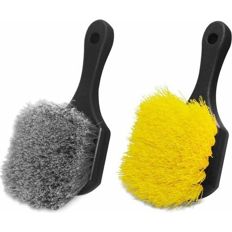 Lot de 2 nettoyeur de brosse de roue et de pneu pour voiture, brosses de roue Kit de brosse de nettoyage de roue automatique outils de nettoyage de brosse à poils (1/5)