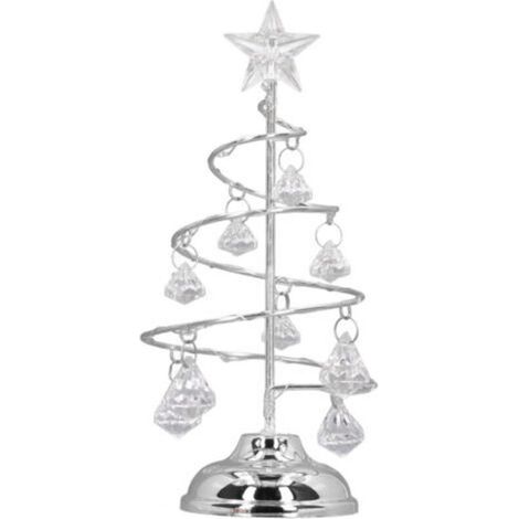 Lampe LED pour arbre de nol, petit cristal décoratif en fer, veilleuse, ornement pour cadeau, lumière blanche argentée (1/5)