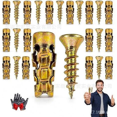 Kit de vis d'expansion 6x14 mm pour la réparation de charnières de meuble, filetage endommagé. (1/4)