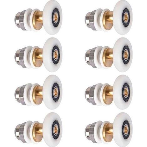 8-Piece Replacement Shower Door Roller Wheel Set, 25mm Diameter (1/4)