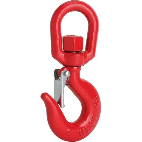 Crochet de Levage pivotant à 360°, Peint en Rouge, Crochet de Levage à œillet 1 t avec Dispositif de Verrouillage pour Le bâtiment, la logistique et l'industrie du Levage (1/5)
