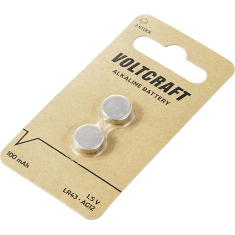 VOLTCRAFT Pile bouton LR 43 1.5 V 2 pc(s) 100 mAh alcaline(s) AG12 (1/5)