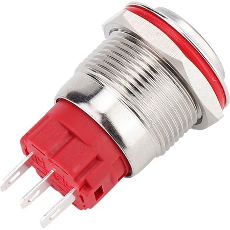 Drucktaster DC 9–30 V, 19 mm, 1 Schließer, 1 Öffner, Edelstahlgehäuse, selbstverriegelnd, hoher Kopf, selbstverriegelnd (1/5)