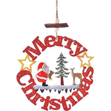 Décoration De Sapin De Noël En Bois - Pour Arbre De Noël Bureau Maison Voiture - Lot De 12 Pièces (1/5)