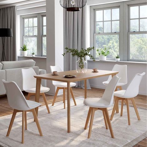 Lote de 6 sillas de comedor escandinavas SARA blancas (1/5)