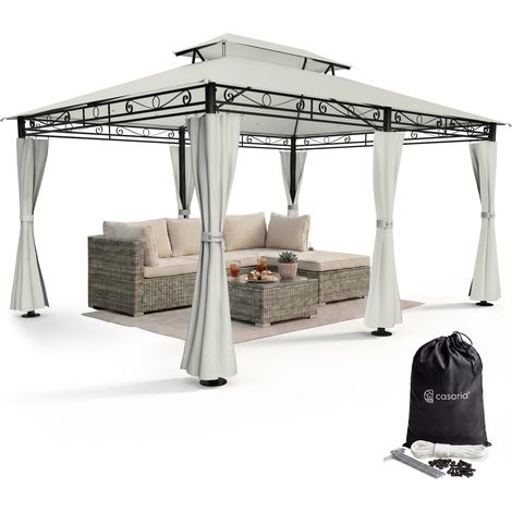 CASARIA® Pavillon 3x4m Gartenzelt Garten Seitenteile Metall Wasserabweisend Topas creme