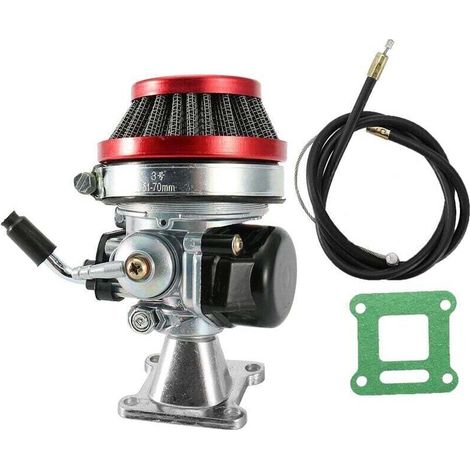 pour carburateur 15mm Entrée de câble et joint d'accélérateur de filtre à air de carburateur, moteur ABS à 2 temps en alliage d'aluminium/aluminium pour Pocket Bike ATV 49cc (1/4)