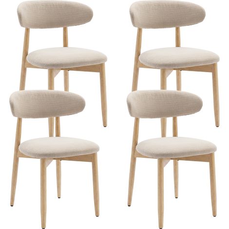 COLAMY Lot de 4 Chaises en bois massif, robustes et élégantes, style nordique minimaliste, idéales pour salle à manger et cuisine,beige (1/5)