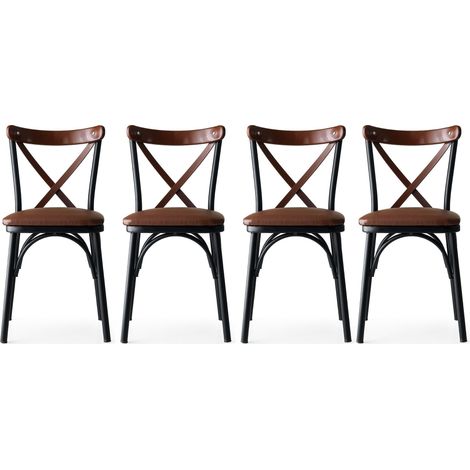 Lot de 4 chaises de cuisine en métal et similicuir Ekol (1/5)