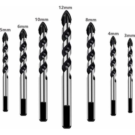 SABIR 7 pieces foret set pour carrelage, verre, béton, pierre, brique, carreaux, ceramique et miroirs(3mm 4mm 5mm 6mm 8mm 10mm 12mm) (1/5)