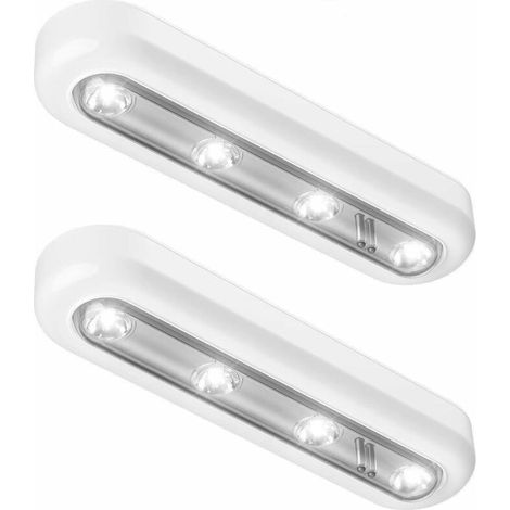 DEESSE SHOP - Lampes de placard tactiles, lampes à piles à LED Lot de 2 lampes à LED pour armoire Stick Anywhere Push Lights Capteur tactile sans fil Veilleuses à LED Lampes d'escalier Panneaux lumine (1/5)