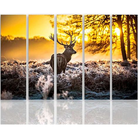 Tableau coucher de soleil cerfs - 150 x 100 cm (1/5)