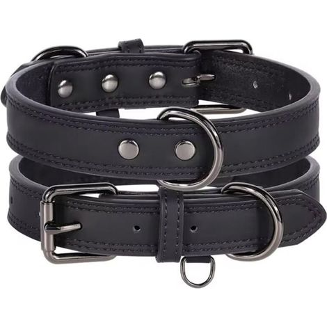 (NOIR)Collier chien cuir Taille S - Noir - Réglable - Souple - Résistant (1/5)