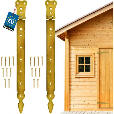 KOTARBAU® Scharniere für Türen, Fensterläden, Tore und Gartenpavillons, Stahl, Gold, 400 mm, 2er-Set