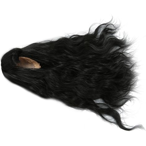 Perruque pour poupée à cheveux longs, raides et noirs, avec articulation à rotule 1/6, bouclée, douce, résistante à la chaleur, coupable, avec frange, style poupée. (1/5)