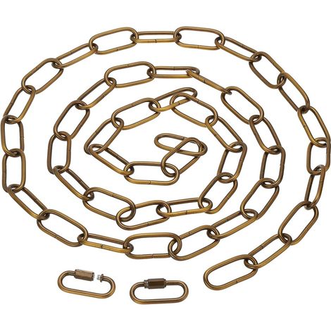 Hanging Chain for Lighting, 1.82 m Bronze Gold Metal Loop Chain with Quick Link Screw Lock Connectors for Hanging Plants, Chandeliers, Light Fixtures (1/5)