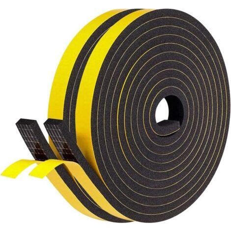 Weatherstrips for Doors and Windows, Self-Adhesive Foam Sealing Strips, Windproof and Soundproofing (Black, 6m x 2, Type E) (1/5)