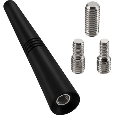 9.2cm Mini Antenne Voiture Courte, FM/AM Tige d'antenne de Voiture, Mini Antenne de Voiture Universelle, avec 3 Vis M4/M5/M6, pour la Réception Radio FM/AM