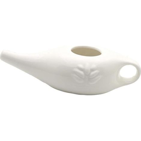 Neti Pot in ceramica da 250 ml, contenitore resistente per la pulizia del naso con beccuccio a prova di perdite per risciacqui e lavaggi nasali per uomini e donne, bianco (1/4)