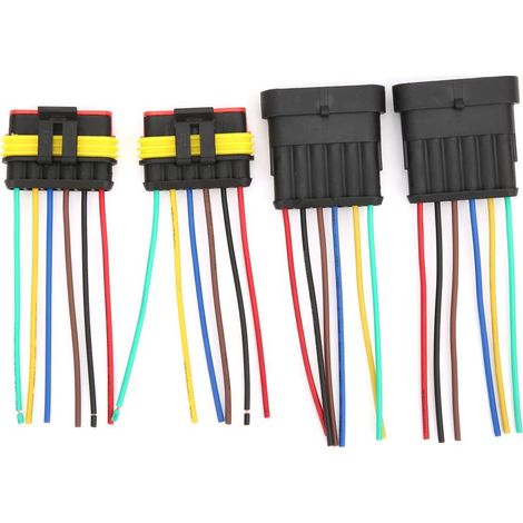 Conector eléctrico automotriz impermeable, 2 juegos de 4/5/6 pines, enchufe con cable metálico de 6 pines. (1/5)