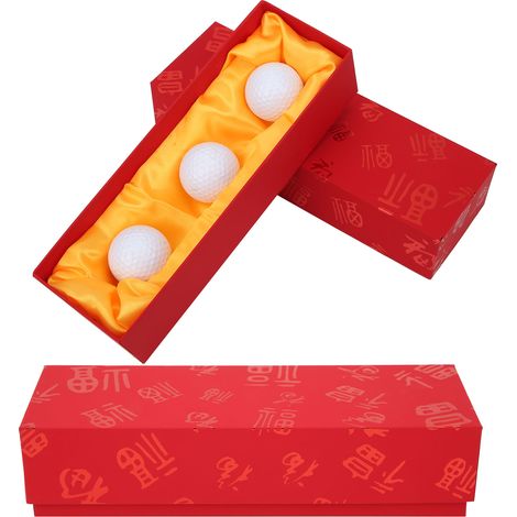 Coffret cadeau de golf (2 pièces) avec carte en papier, motif Fu, étui de rangement pour 5 balles, style chinois, accessoires (1/5)