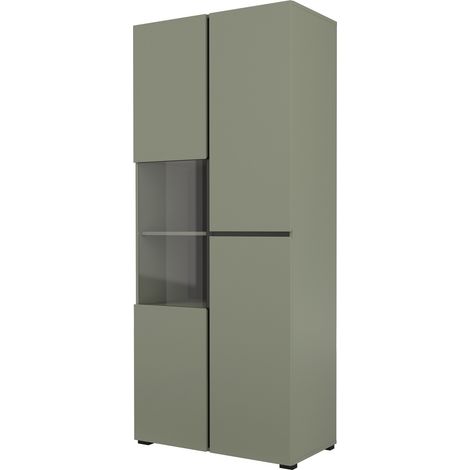 Estantería Alfere 110, Verde, Cerrable, Con puertas, Aglomerado laminado, Vidrio, Número de puertas: 0, Número de cajones: 0, 183x79x40cm, LED (1/5)