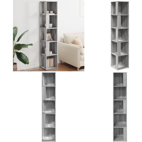 Eckregal Grau Sonoma 33x33x164,5 cm Holzwerkstoff - Eckschrank - Regal - Aufbewahrungsraum - Holzwerkstoffmöbel - Grau - Home & Living