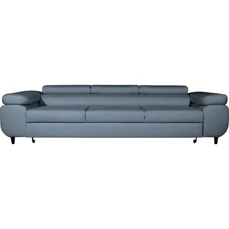 CHARLIE - Canapé droit convertible tissu chiné 3 places Bleu (1/5)