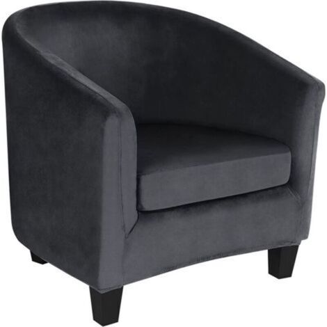 Housse de Fauteuil Club Cabriolet Ensemble de 2 Pièces avec Housse de Coussin, Housse pour Fauteuil Salon Crapaud Extensible Tub Chair, GRIS FONCé (1/5)