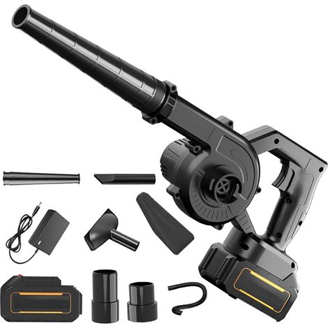 21-V-Akku-Laubbläser mit Akku und Ladegerät, Gartensauger und -gebläse, 550 W, Akku-Laubbläser zum Wegblasen von Laub/Schnee/Staub (1 x Akku, schwarz)