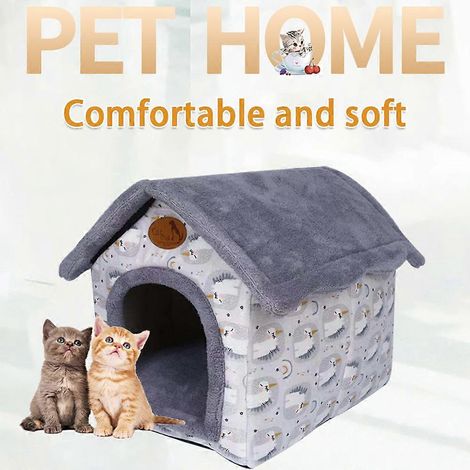 Nid douillet et confortable pour chat d'intérieur, idéal pour garder votre petit animal de compagnie au chaud en automne et en hiver. (1/2)