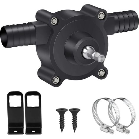 Mini pompa elettrica per trapano, pompa elettrica portatile per trapano, pompe di trasferimento autoadescanti per gasolio, acqua liquida, velocità di pompaggio elevata, nero (1/5)