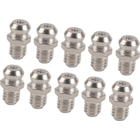 Lot de 10 embouts de rechange en métal pour pistolet à graisse, accessoires de lubrification résistants à la rouille pour l'automobile, la moto et l'industrie (M6 Straight) (1/4)