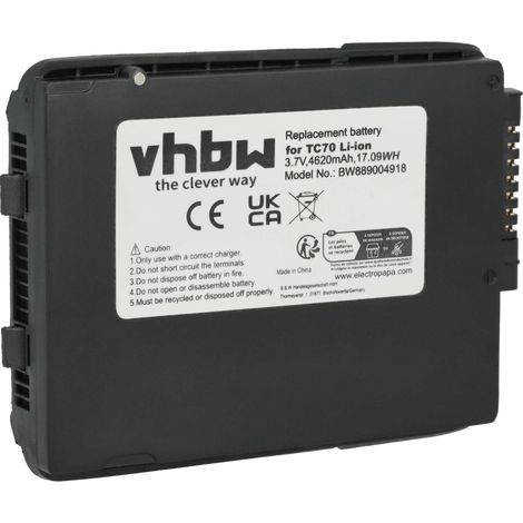 vhbw batteria sostituisce Motorola BTRY-TC7X-46MA2, BTRY-TC70X-46MA1-01 per lettore di codici a barre, POS (4620mAh, 3,7V, Li-Ion)