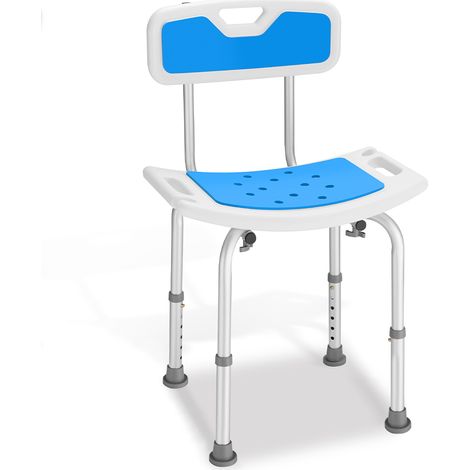 Sedia da Doccia con Schienale per Anziani Disabili Altezza Regolabile max 130 kg