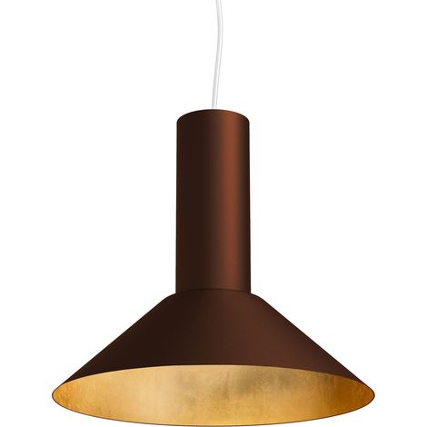 LUMICOM VERA Sospensione, 1xE27, max 42W, metallo, marrone corten/foglia oro, D.25cm (1/2)