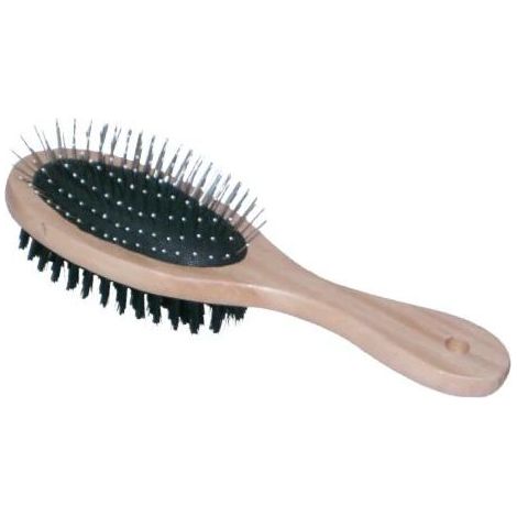 Spazzola per cani Doppia Ovale mm 220 x 55 un lato con morbide setole e un lato con denti arrotondati