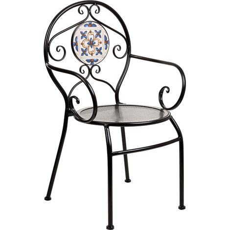 Sillón de mosaico y forja azul 58x54x88