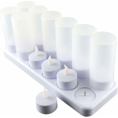 Juego de 12 velas con efecto de llama parpadeante, de plástico ABS, recargables por USB, ideales para decoración navideña y de bodas. (1/5)